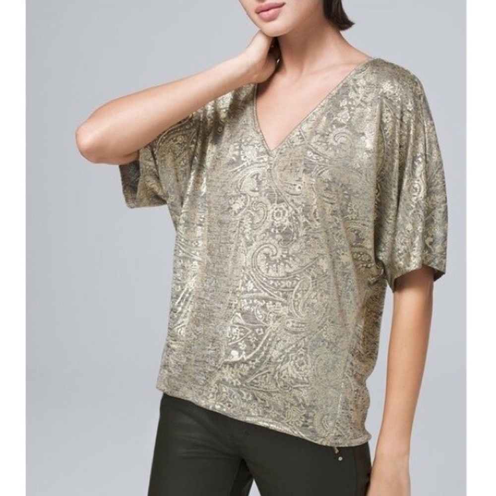 WHBM METALLIC DOLMAN TEE